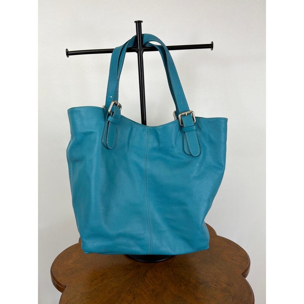 Garnett Hill Turquoise Leather Three-Piece Handbag Set Made in Italy - Picture 2 of 7